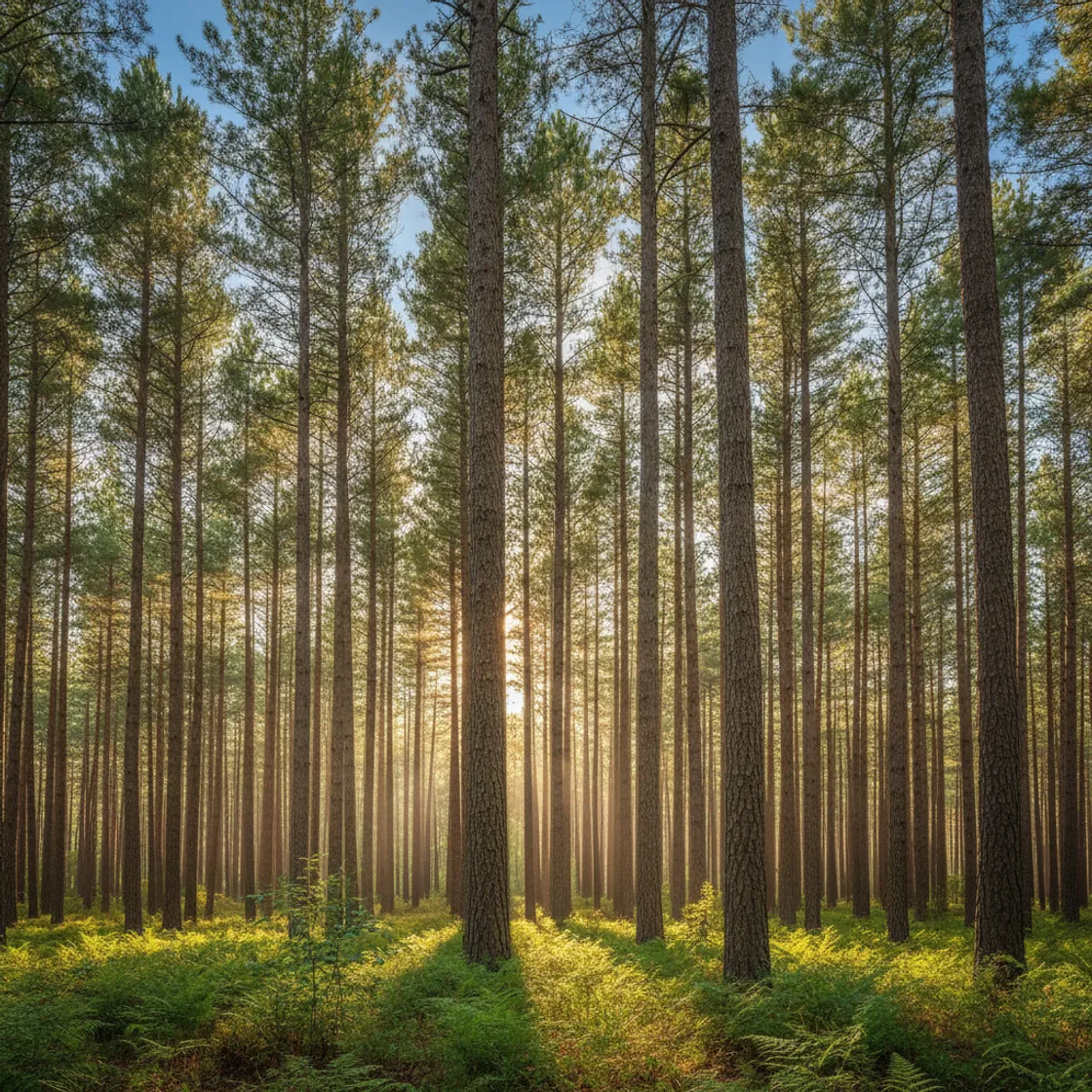 A stand of tall Georgia pines, the trees most affected by annosus root rot